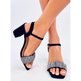 Sandalias negras tacón ancho negro 3