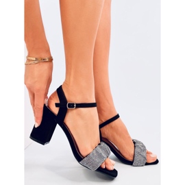 Sandalias negras tacón ancho negro 4