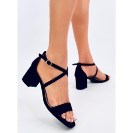 Sandalias negras de tacón bajo negro 4