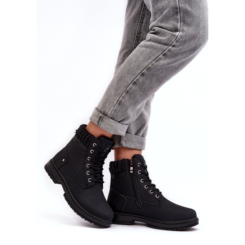 News Cazadores aislados de cuero para mujer Negro 3