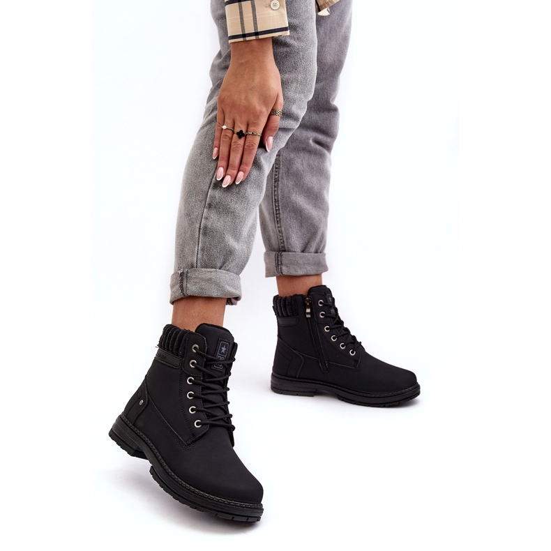 News Cazadores aislados de cuero para mujer Negro 4