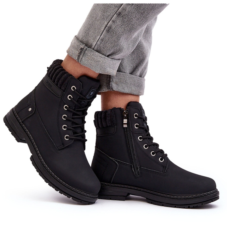 News Cazadores aislados de cuero para mujer Negro 7