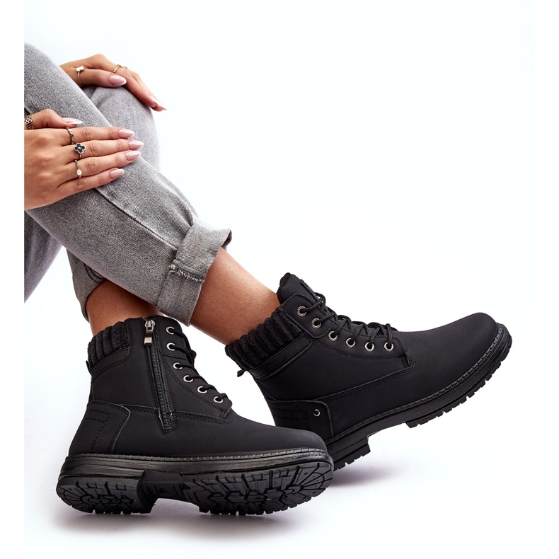 News Cazadores aislados de cuero para mujer Negro 6