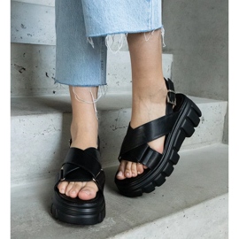 Sandalias plataforma Torriana elegantes negras negro 2