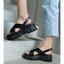 Sandalias plataforma Torriana elegantes negras negro 3