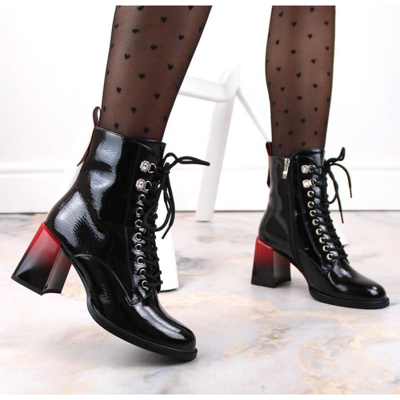 Botines tacón charol D&amp;A S.Barski Premium Collection W OLI225A negro 2