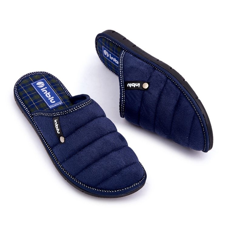 Inblu Zapatillas de estar por casa cómodas para hombre, azul marino 1