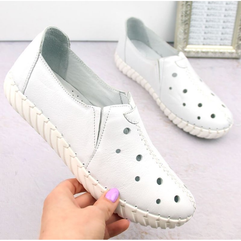 Artiker W HBH66A Zapatos piel calados blanco 2