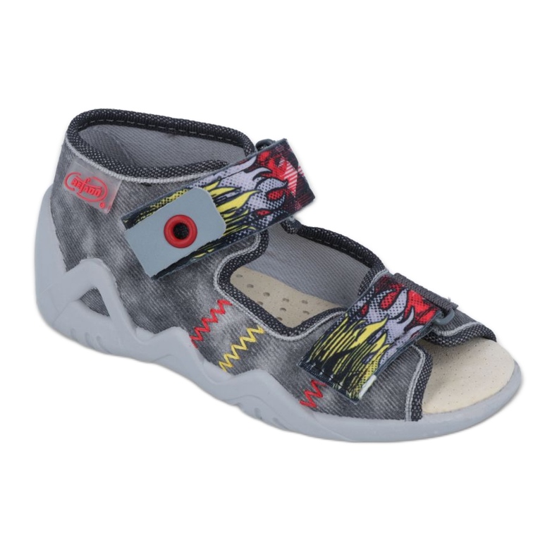 Pantuflas infantiles befado con aplicación de piel 250P073 gris 1