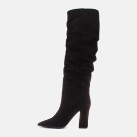 Marco Shoes Botas negras altas con volantes de ante natural negro 5