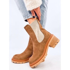 Botas Chelsea con puño tipo jersey caqui beige 3