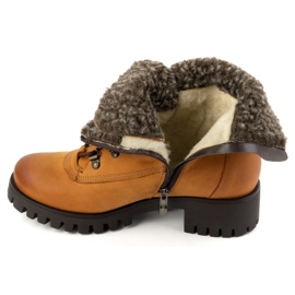 Olivier Botas de piel para mujer, botas de invierno con aislamiento, 330BB, rojo naranja 7