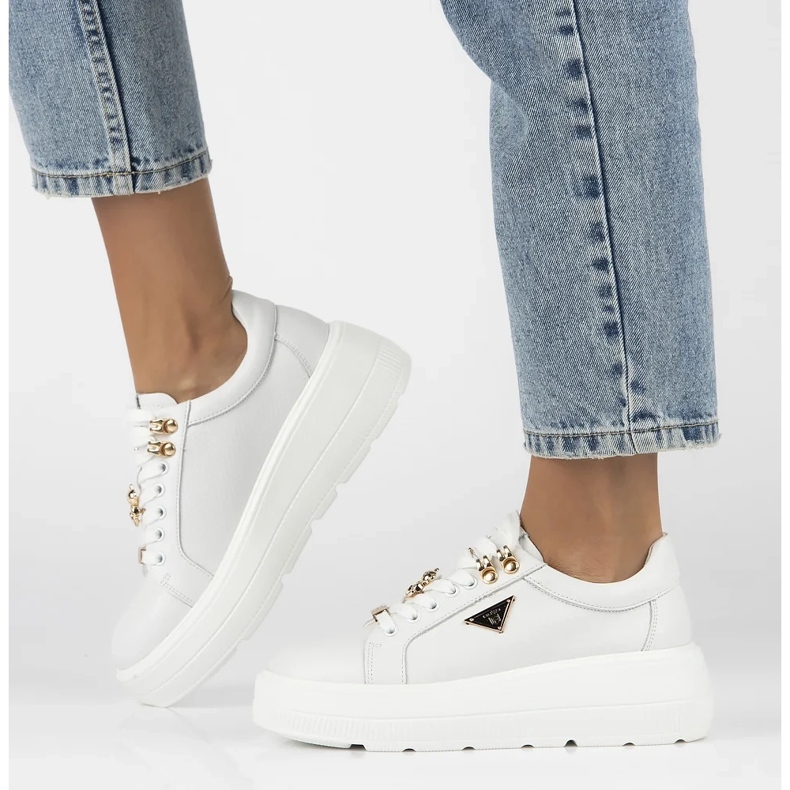 Filippo DP6382/24 Wh zapatillas de piel, blanco 1