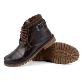 Olivier Zapatos de invierno para hombre Botines con cordones 136GT, marrón oscuro 6