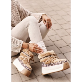Botas de nieve para mujer de piel con suela gruesa y pelo de leopardo Big Star OO274A208 Marrón beige 7