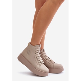 Zapatillas Altas Mujer Piel con Plataforma Vinceza 66707 Beige 7