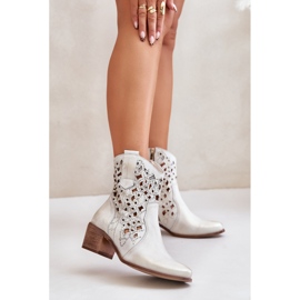 Botines de mujer de tacón alto con estampado calado Lewski 3394/2 Dorado Cepillado 2 Botines de mujer de tacón alto con estampado calado Lewski 3394/2 Dorado Cepillado 2