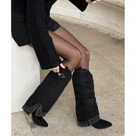 Botas con parte superior vuelta sobre el tacón, negro 2 Botas con parte superior vuelta sobre el tacón, negro 2