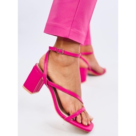 Sandalias tacón fucsia rosado 3