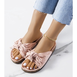 Pantuflas rosa flecos Laderies rosado 2