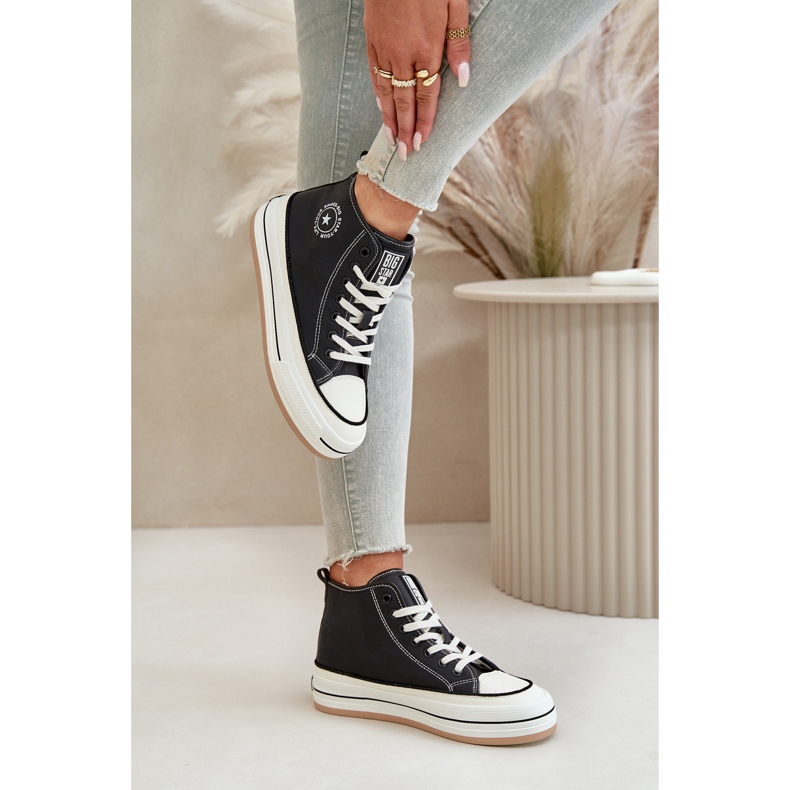 Zapatillas de mujer aisladas con plataforma de piel ecológica Big Star OO274062 Negro 4