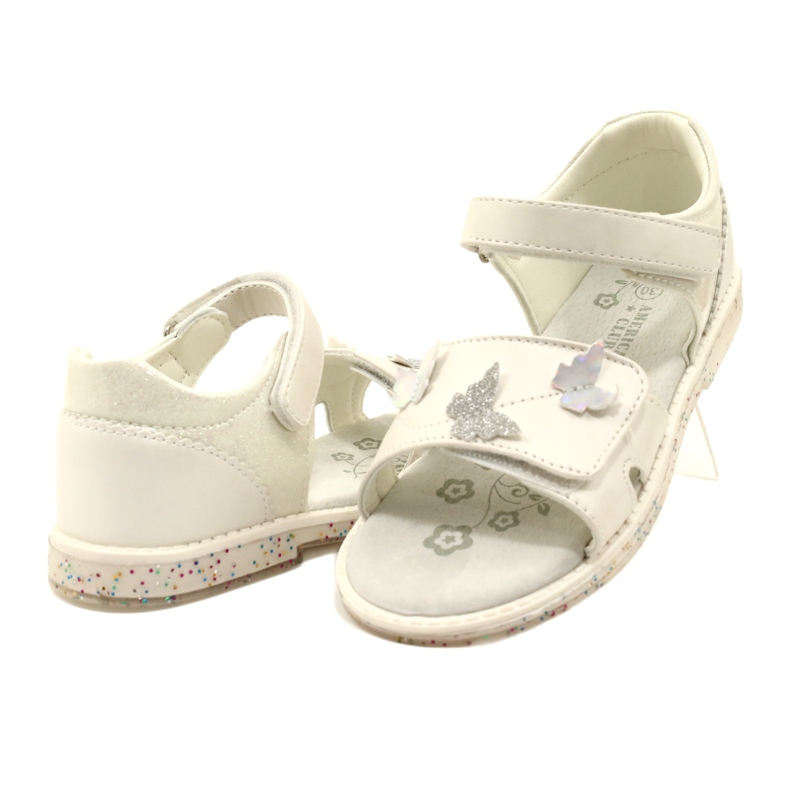 Sandalias de velcro de niñas en Butterflies American Club XD58/22 White blanco 4