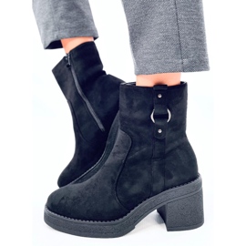 Botas negras tacón ancho negro 6