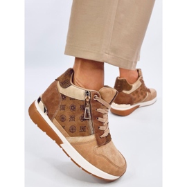 Deportivas cuña oculta caqui beige 4