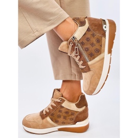 Deportivas cuña oculta caqui beige 3