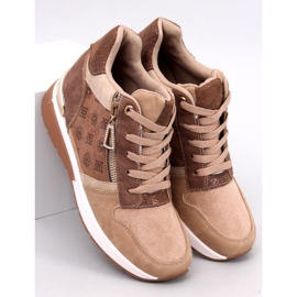 Deportivas cuña oculta caqui beige 5