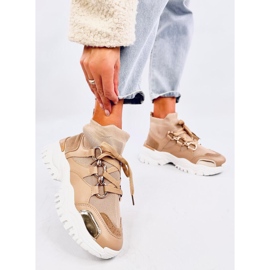 Zapatillas de deporte para cubos beige/caqui con decoraciones doradas 5