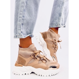 Zapatillas de deporte para cubos beige/caqui con decoraciones doradas 2