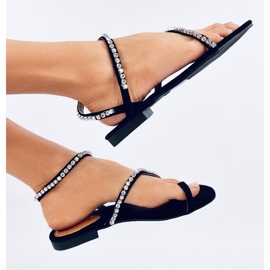 Sandalias de mujer Flip -Flops con diamantes de imitación negros 4