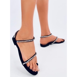Sandalias de mujer Flip -Flops con diamantes de imitación negros 3