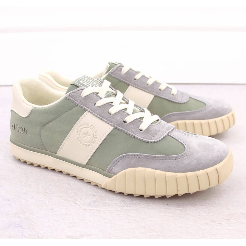 Zapatos deportivos masculinos zapatillas de piel verde gris big star nn174517 1