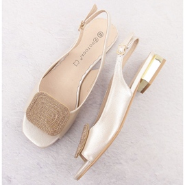 Sandalias elegantes de mujer con decoración de circonitas doradas Potocki WS43314 dorado 4