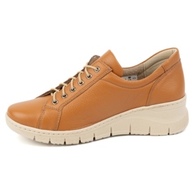 Olivier Zapatos de mujer de piel con suela de cuña gruesa, 1236, rojo naranja 1