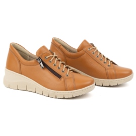 Olivier Zapatos de mujer de piel con suela de cuña gruesa, 1236, rojo naranja 2