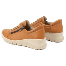 Olivier Zapatos de mujer de piel con suela de cuña gruesa, 1236, rojo naranja 4