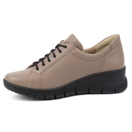 Olivier Zapatos mujer de piel con cuña, suela gruesa, 1236 capuchino beige 1