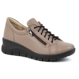 Olivier Zapatos mujer de piel con cuña, suela gruesa, 1236 capuchino beige 2