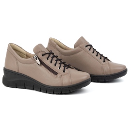 Olivier Zapatos mujer de piel con cuña, suela gruesa, 1236 capuchino beige 7