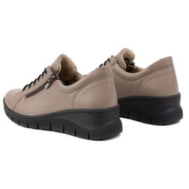 Olivier Zapatos mujer de piel con cuña, suela gruesa, 1236 capuchino beige 4