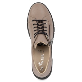 Olivier Zapatos mujer de piel con cuña, suela gruesa, 1236 capuchino beige 6
