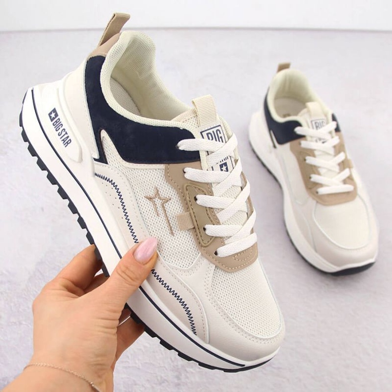 Big Star Zapatos deportivos femeninos grandes estrellas nn274a092 blanco beige 1