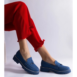 Mocasines de mezclilla azul con un adorno 2