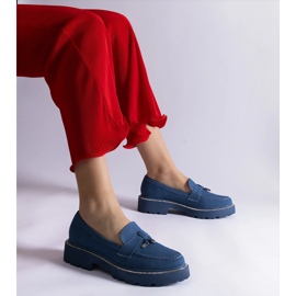 Mocasines de mezclilla azul con un adorno 1
