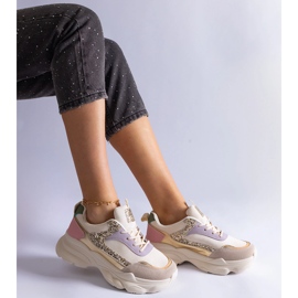Zapatillas multicolores con insertos de brillo beige 2