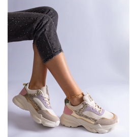 Zapatillas multicolores con insertos de brillo beige 3