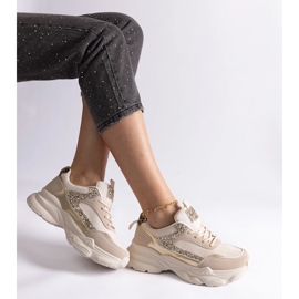 Deportivas beige con inserciones de purpurina 2
